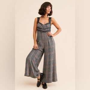 Free People Marley Plaid Jumpsuit sz S